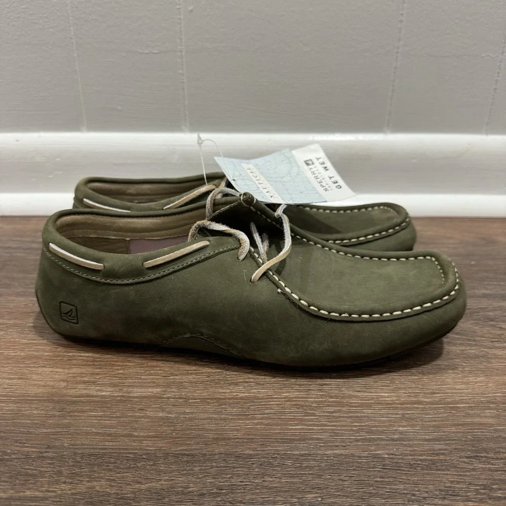 Sperry Top Sider Wallaby Nubuck Green Leather Shoes Men's Sz 8.5 NEW Boat Coasts